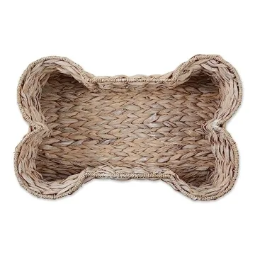 Bone Dry Bone Shape Hyacinth Toy Basket for Pets