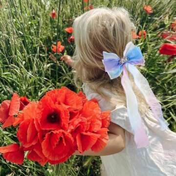 2 Pack Colorful Ribbon Hair Bows Alligator Clips Princess Bowknot Hair Barrettes Gradient Color Bows Hair Accessories for Girls