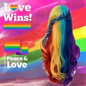 Alacos Vibrant Rainbow Costume Wig for Parties and Cosplay