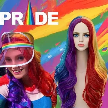 Alacos Vibrant Rainbow Costume Wig for Parties and Cosplay