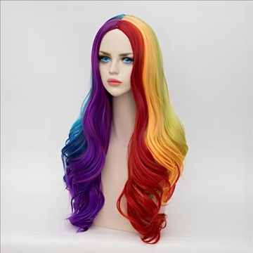 Alacos Vibrant Rainbow Costume Wig for Parties and Cosplay