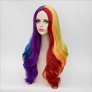 Alacos Vibrant Rainbow Costume Wig for Parties and Cosplay