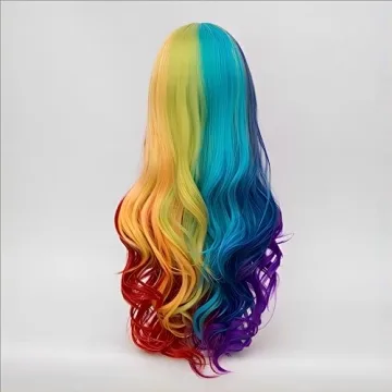 Alacos Vibrant Rainbow Costume Wig for Parties and Cosplay