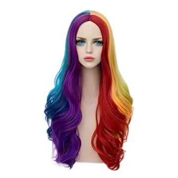 Alacos Vibrant Rainbow Costume Wig for Parties and Cosplay