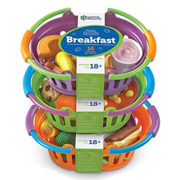 Learning Resources New Sprouts Bundle of Breakfast, Lunch and Dinner - 3 Sets, Ages 18+ months Toddler Pretend Play Food, Educational Toys for Toddlers, Supermarket Toys