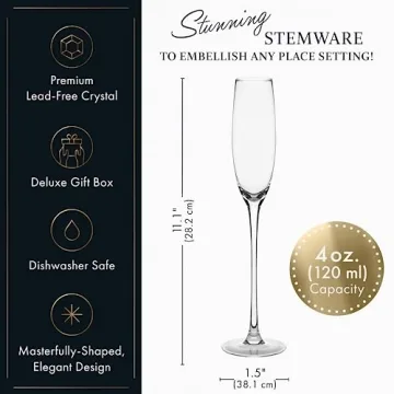 Premium Crystal Champagne Flutes Set of 4 - Elevate Every Toast