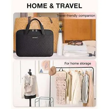 BAGSMART Jewelry Travel Organizer Case,Hanging Roll Jewelry Bag for Travel with Pockets,Large Capacity Jewelry Roll for Rings,Necklaces,Earrings,Bracelets,Bracelets,Portable Travel Essentials,Black