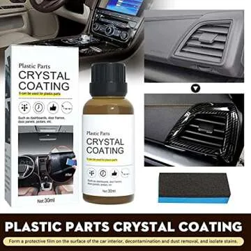 3Pcs Crystal Coating for Car - Easy to Use Plastic Refurbisher with Sponge, Long-lasting Gloss Prote...