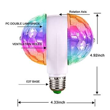 Vermeyen Disco Light Bulb - Rotating RGB Strobe Lights for Parties and Celebrations