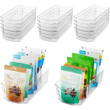 HOOJO 14pcs Clear Refrigerator Organizer Bins Set