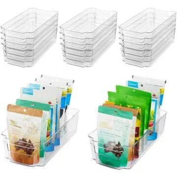 HOOJO 14pcs Clear Refrigerator Organizer Bins Set