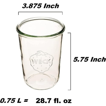 Weck Canning Jars 743 - Mold Jars made of Transparent Glass - Eco-Friendly - Storage for Food, Yogurt with Air Tight Seal and Lid - 3/4 Liter Tall Jars Set - Set of (2 Jars)