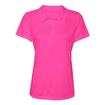 Animal Den Women's Dry-Fit Golf Polo Shirts 3-Button Golf Polo's in 20 Colors XS-3XL Shirt Pink-XL