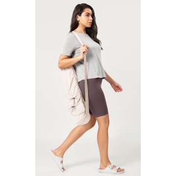 ODODOS Modal Soft Short Sleeve Shirts for Women Crew Neck Yoga Tee Casual Workout Tops, Heather Grey, Medium