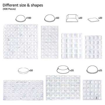 Amazon Basics Cabinet Door Bumper, Clear Self Adhesive Bumpers Pads for Surface Protection and Noise...