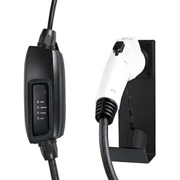 Lectron Electric Vehicle Charger Nozzle Holster Dock & J-Hook Combo for All J1772 EVs