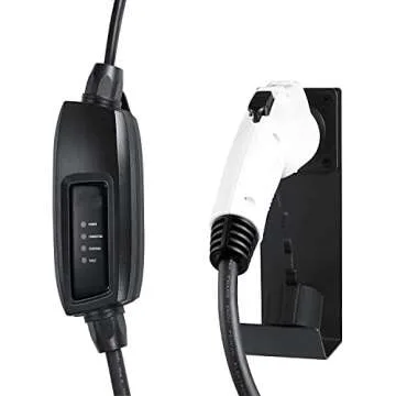 Lectron Electric Vehicle Charger Nozzle Holster Dock & J-Hook Combo for All J1772 EVs