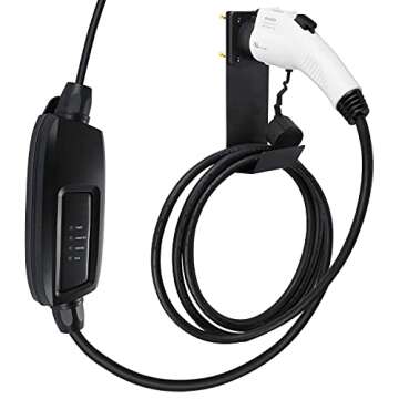 Lectron Electric Vehicle Charger Nozzle Holster Dock & J-Hook Combo for All J1772 EVs