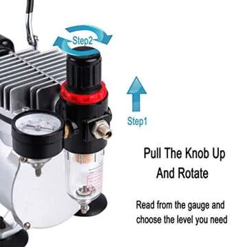 TIMBERTECH Airbrush Compressor with Cool-Down Fan ABPST07, Powerful 1/6hp Portable Quiet Airbrush Co...