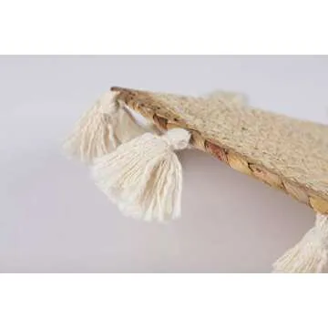 IOWER Boho Wall Decor Circle Wall Decor Basket Macrame Wall Hanging Round Straw Living Room Wall Home Décor,12"