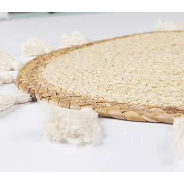 IOWER Boho Wall Decor Circle Wall Decor Basket Macrame Wall Hanging Round Straw Living Room Wall Home Décor,12"