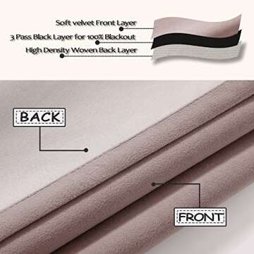 GRALI-DECOR 100% Blackout Velvet Curtains 84 inch Length, Total Light Blocking Thermal Insulated Drapes for Daughters Room/Girls Room/Apartment, Lilac Pink, 52 x 84 Inches, 2 Panels