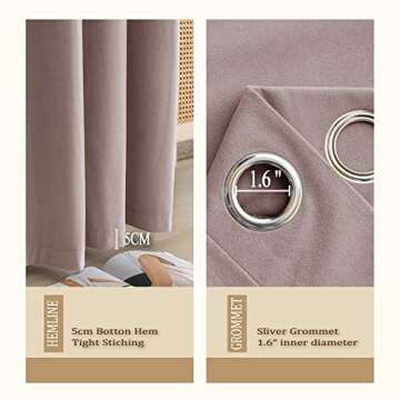 GRALI-DECOR 100% Blackout Velvet Curtains 84 inch Length, Total Light Blocking Thermal Insulated Drapes for Daughters Room/Girls Room/Apartment, Lilac Pink, 52 x 84 Inches, 2 Panels