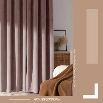 GRALI-DECOR 100% Blackout Velvet Curtains 84 inch Length, Total Light Blocking Thermal Insulated Drapes for Daughters Room/Girls Room/Apartment, Lilac Pink, 52 x 84 Inches, 2 Panels