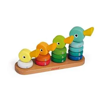 Janod Zigolos Duck Family Stacking Toy - Educational Wooden Fun for Toddlers
