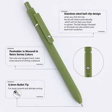 FIOVER Gel Pens,10pcs 0.5mm Quick Dry Black Ink Fine Point Smooth Writing Pens High-End Series Ballpoint for Office School Supplies(Morandi & Retro)