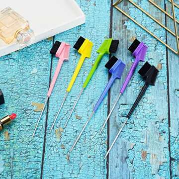 6 Pieces Hair Styling Set: Double-Sided Rat Tail Comb, Natural Eyebrow Brushes for Women and Girls