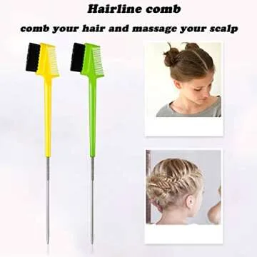 6 Pieces Hair Styling Set: Double-Sided Rat Tail Comb, Natural Eyebrow Brushes for Women and Girls