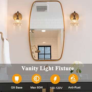 OFFDARKS Bathroom Vanity Lights Matte Brass Vintage Vanity Lighting Fixtures Over Mirror Wall Sconce...