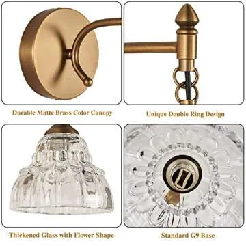 OFFDARKS Bathroom Vanity Lights Matte Brass Vintage Vanity Lighting Fixtures Over Mirror Wall Sconces Modern Wall Lights for Bedroom Dining Room Powder Room Living Room Stair Corner