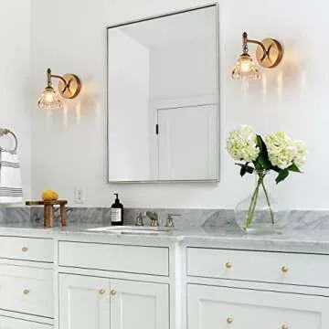 OFFDARKS Bathroom Vanity Lights Matte Brass Vintage Vanity Lighting Fixtures Over Mirror Wall Sconces Modern Wall Lights for Bedroom Dining Room Powder Room Living Room Stair Corner
