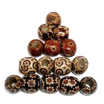 Housweety 100 Mixed Painted Drum Wood Spacer Beads for Creative Jewelry & Crafts
