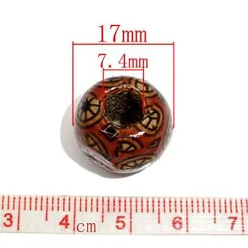 Housweety 100 Mixed Painted Drum Wood Beads for Crafts and Jewelry