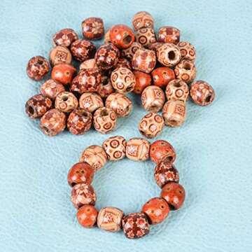Housweety 100 Mixed Painted Drum Wood Beads for Crafts and Jewelry