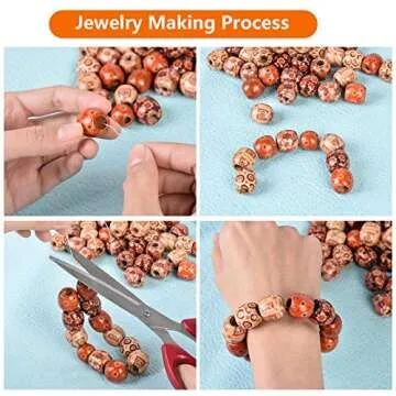 Housweety 100 Mixed Painted Drum Wood Beads for Crafts and Jewelry