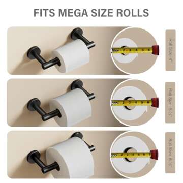 POKIM Black Toilet Paper Holder - Metal Bathroom Flexible Pivoting Tissue Handle on Wall Mounted, SU...