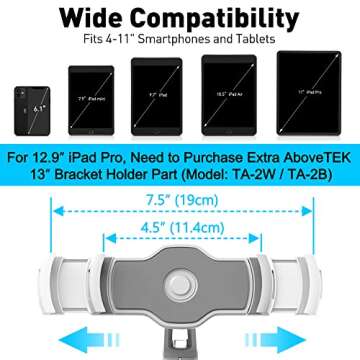 AboveTEK iPad Suction Mount, Phone Tablet Stand Holder with Suction Cup Fits 4"-11" Tablet/Phone/iPa...