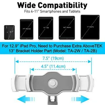 AboveTEK iPad Suction Mount, Phone Tablet Stand Holder with Suction Cup Fits 4"-11" Tablet/Phone/iPa...