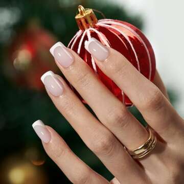 BTArtboxnails XCOATTIPS French Tip Nails - White Press On Nails Short, 160 Pcs Milky White Square So...