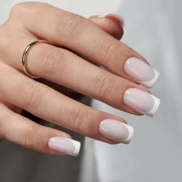 BTArtboxnails XCOATTIPS French Tip Nails - White Press On Nails Short, 160 Pcs Milky White Square Soft Gel Nail Tips, Soak Off False Nail Extensions For Gift