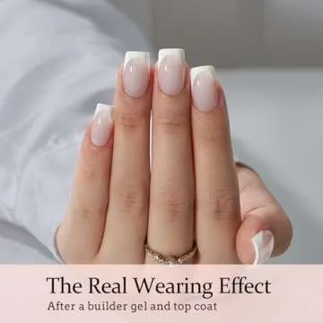 BTArtboxnails XCOATTIPS French Tip Nails - White Press On Nails Short, 160 Pcs Milky White Square Soft Gel Nail Tips, Soak Off False Nail Extensions For Gift