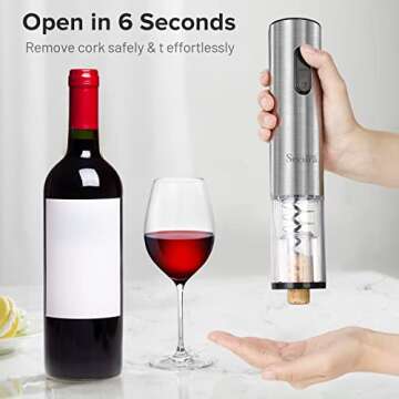 Secura Electric Wine Opener Set, Rechargeable & Stylish