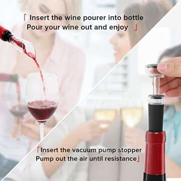 Secura Electric Wine Opener Set, Rechargeable & Stylish