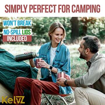 KelvZ 2 Pack Insulated Wine Tumbler with Lid | 12 oz Stemless Wine Glasses | 18/8 Stainless Steel Tumbler for Wine and Hot Drinks | Double Wall Vacuum Insulated Tumbler Wine Glass Set (Rose Gold)