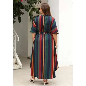 Nemidor Plus Size Boho Print Maxi Dress with Pockets