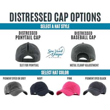 Beach Babe Hat with Palm Tree | Distressed Baseball Cap or Ponytail Hat | Fun Beach Hats for Women